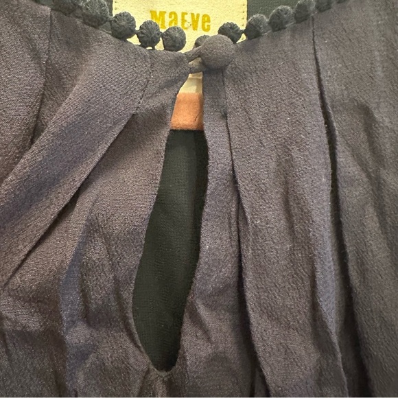 Anthropologie Maeve Shift Dress Sleeveless Navy Blue Sequin Fringe Trim Size 0 - Picture 7 of 13